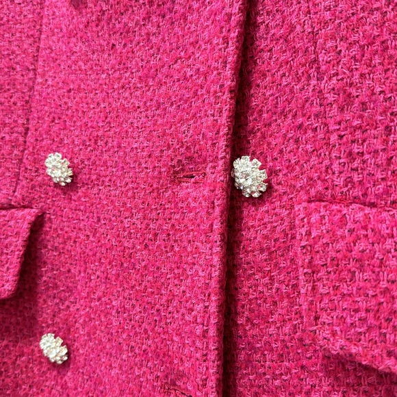 ZARA Fuchsia Tweed Coat with Embellishmenthments - Picture 4 of 5